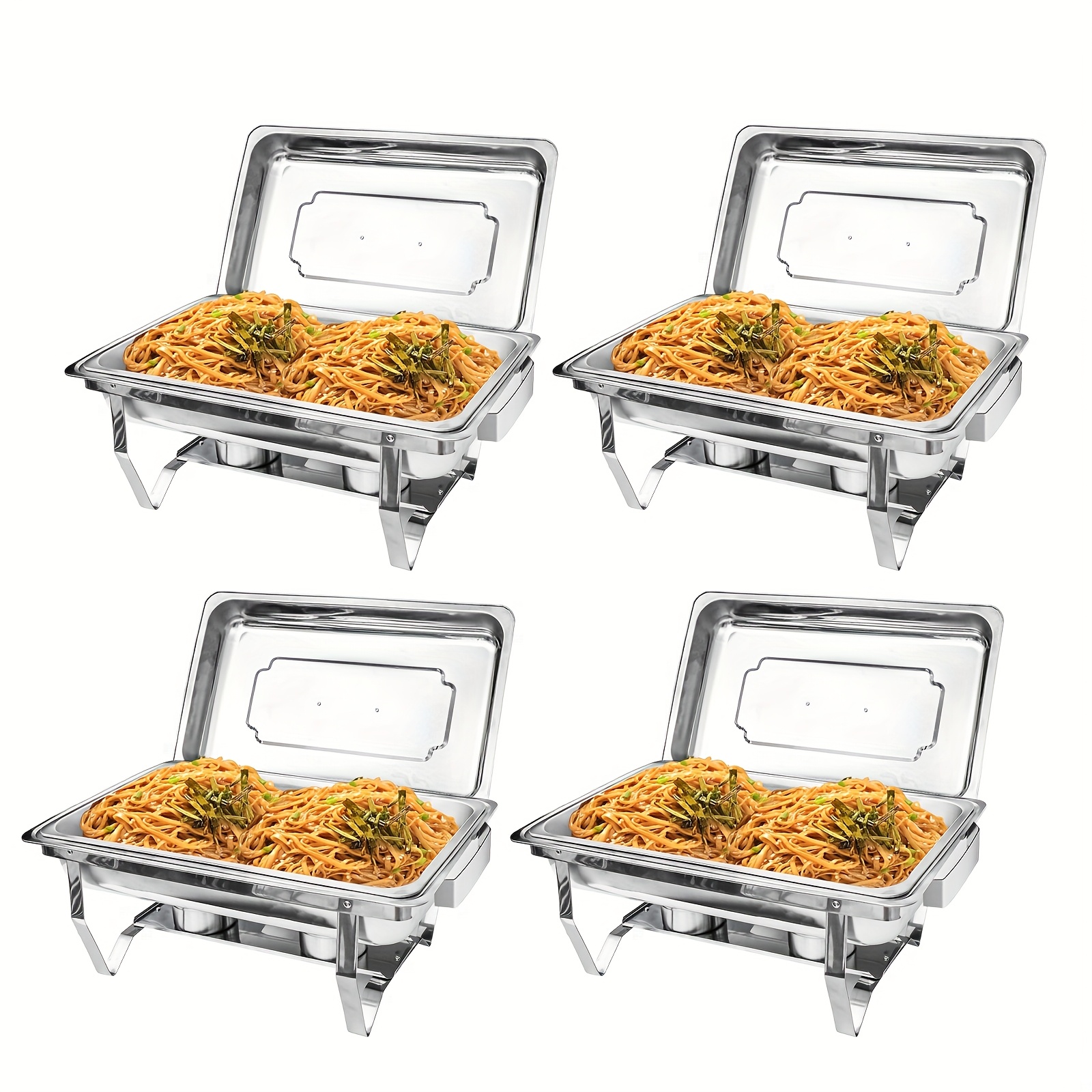 2/4 Pack Chafing Dish Buffet Set, 9qt Chafing Dishes For Buffet, Chafers And Buffet Warmers Sets For Wedding, Rolled-, Cooking