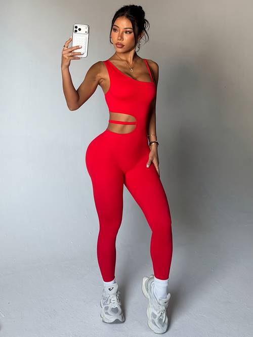 womens seamless sleeveless waist cut out long pants jumpsuit