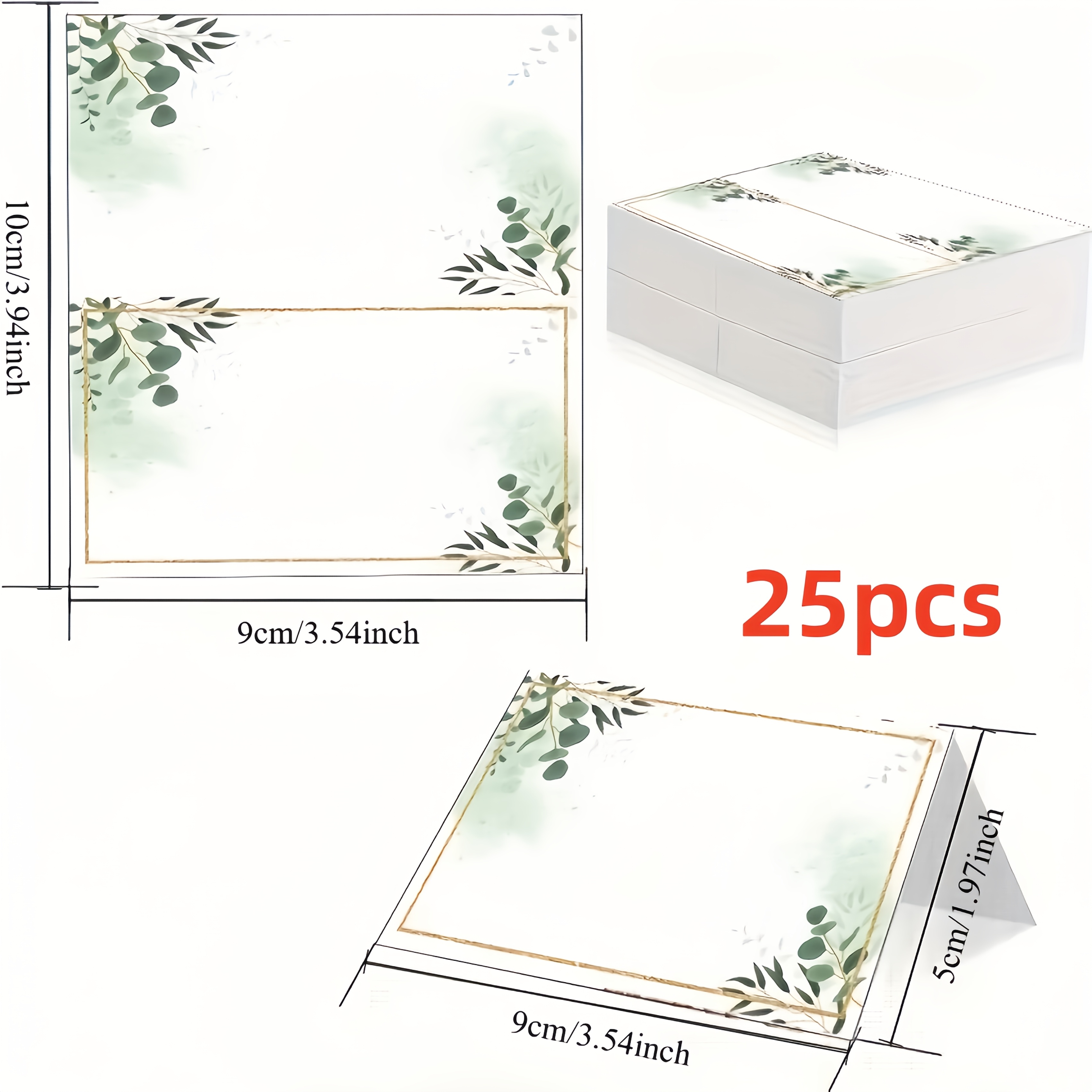 E-shop 25/50/100 Stück Packung Grüne & Goldene Rahmen Namenskarten – Ideal für Hochzeiten, Meetings, Partys – Elegante Tischnummernschilder mit