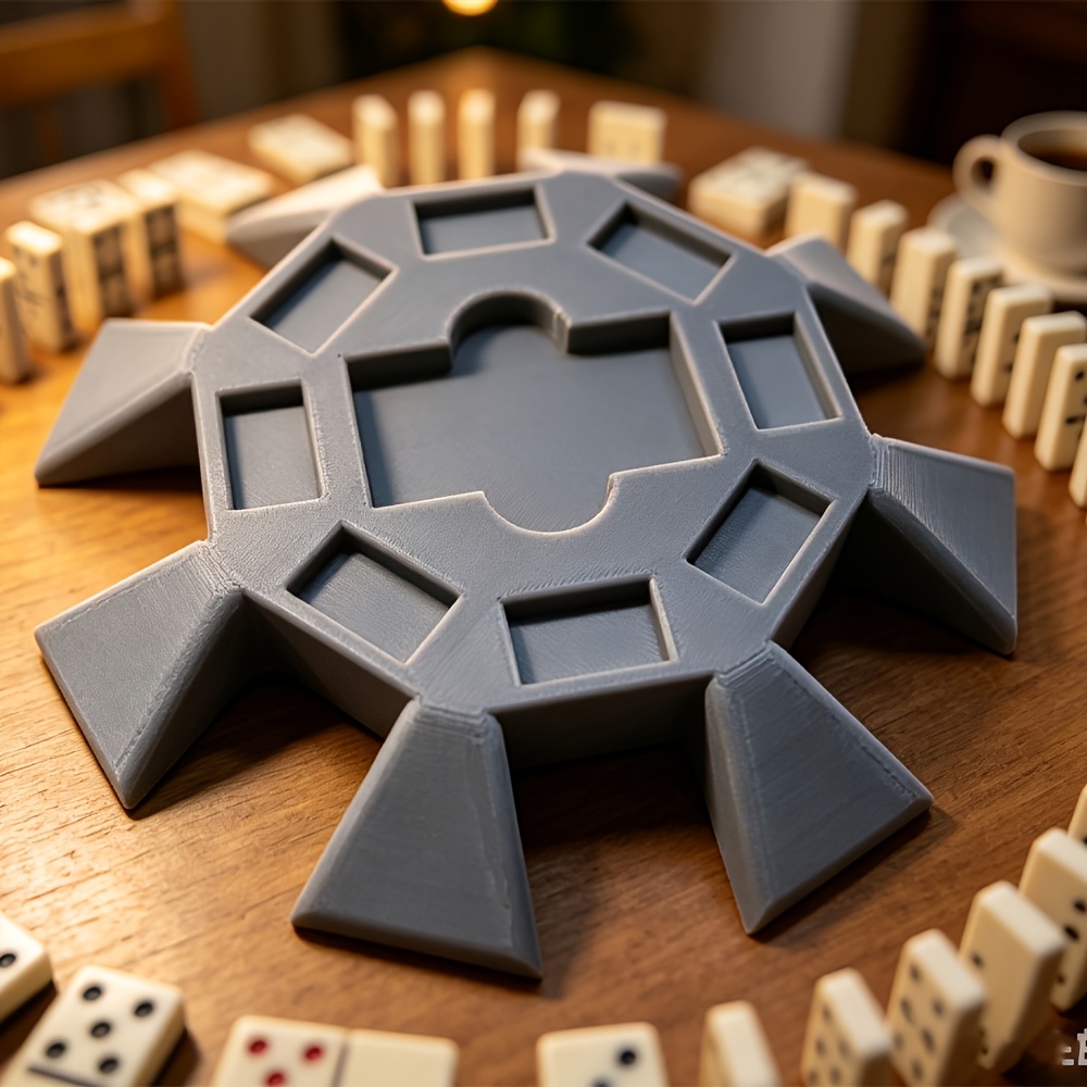 TEMU 3d Printed Domino Center Seat, With 8 Player Card Slots, Durable Plastic Material Train Sign Storage Rack, Suitable For Domino Game