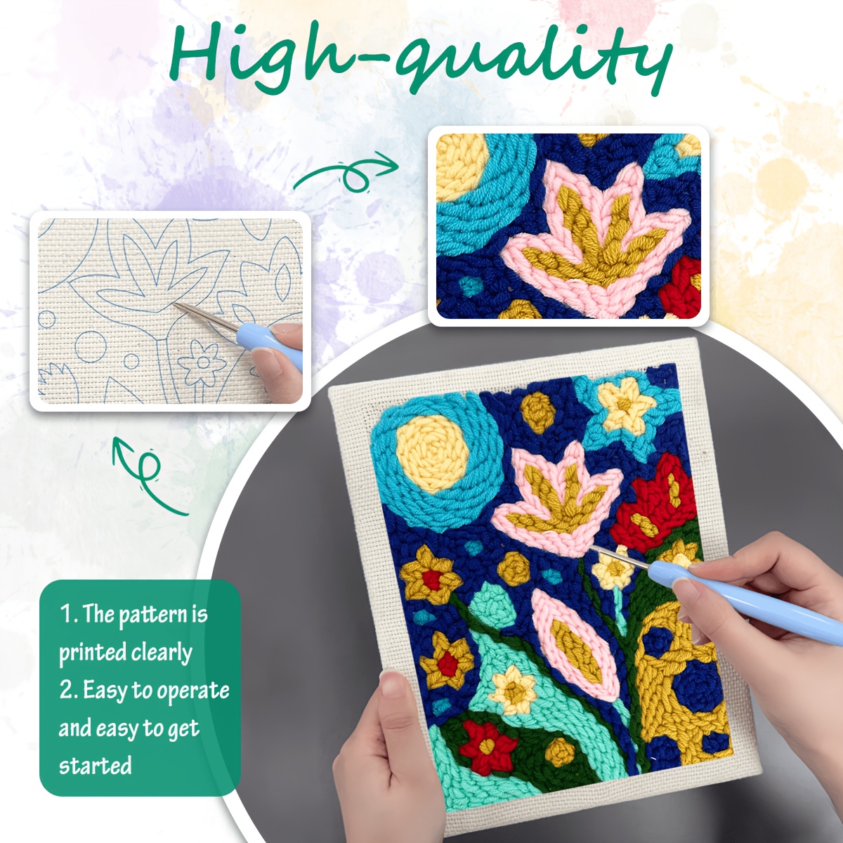 Complete Punch Needle Embroidery Starter Kit for Adults & Beginners