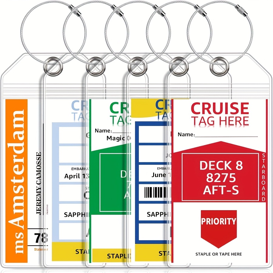 5 paket   cruise bagaj etiketi tutucu, şeffaf  , pvc, su geçirmez, fermuar kapatma, geniş, su geçirmez, casual tatil i̇ş tarzı ile, carnival, ncl, princess,   için