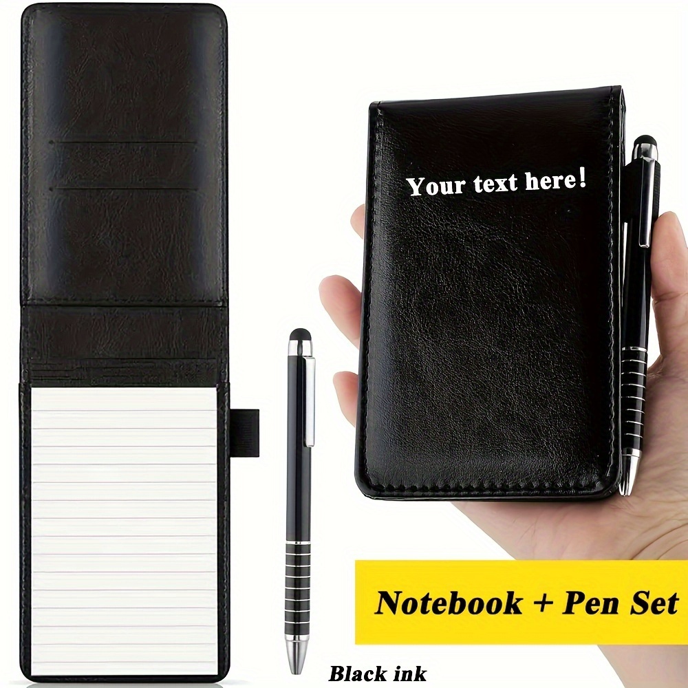 

Custom Leather Notepad & Pen Set - Personalized Touchscreen Ballpoint, Refillable Paper, Ideal For Students & Professionals - Choose , Brand, Brown/blue/black