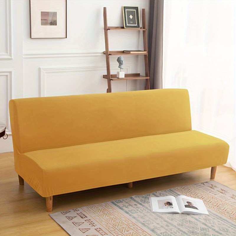 

1pc Of Solid Color Sofa Bed Cover, Foldable Sofa Bed Cover, Armless Sofa Bed Cover, Furniture Protective Cover, Suitable For Beautifying And Decorating Bedrooms, Offices, And Living Rooms.