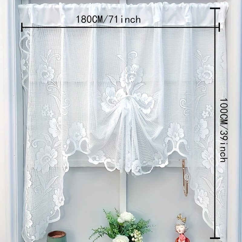 1pc Fashion Floral Lace Curtain - Designed With Rod Pocket, Easy To Hang, Suitable For Living Room And Bedroom Decoration