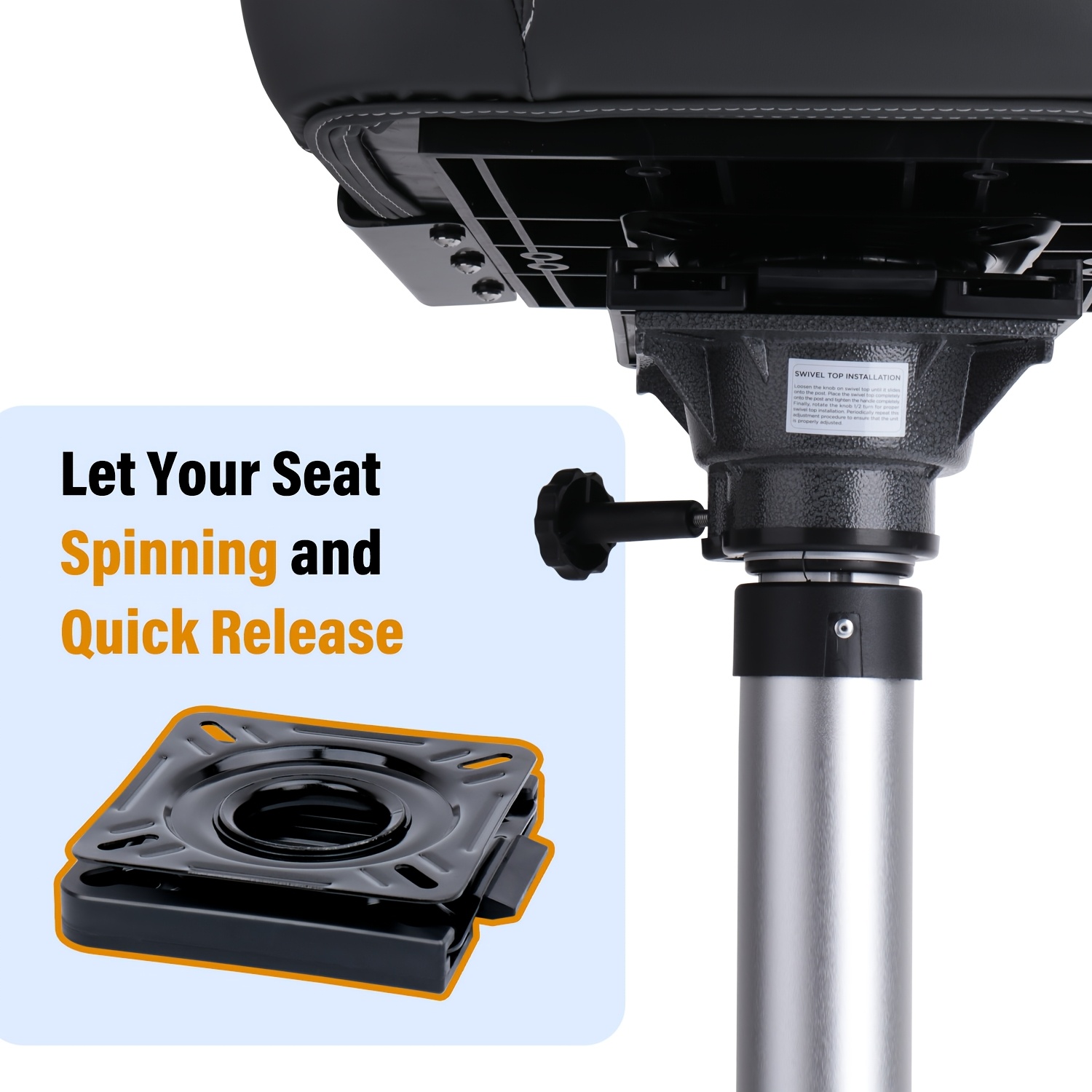 2pcs Marine Seat Swivel Base, Quick-Release Detachable Bracket