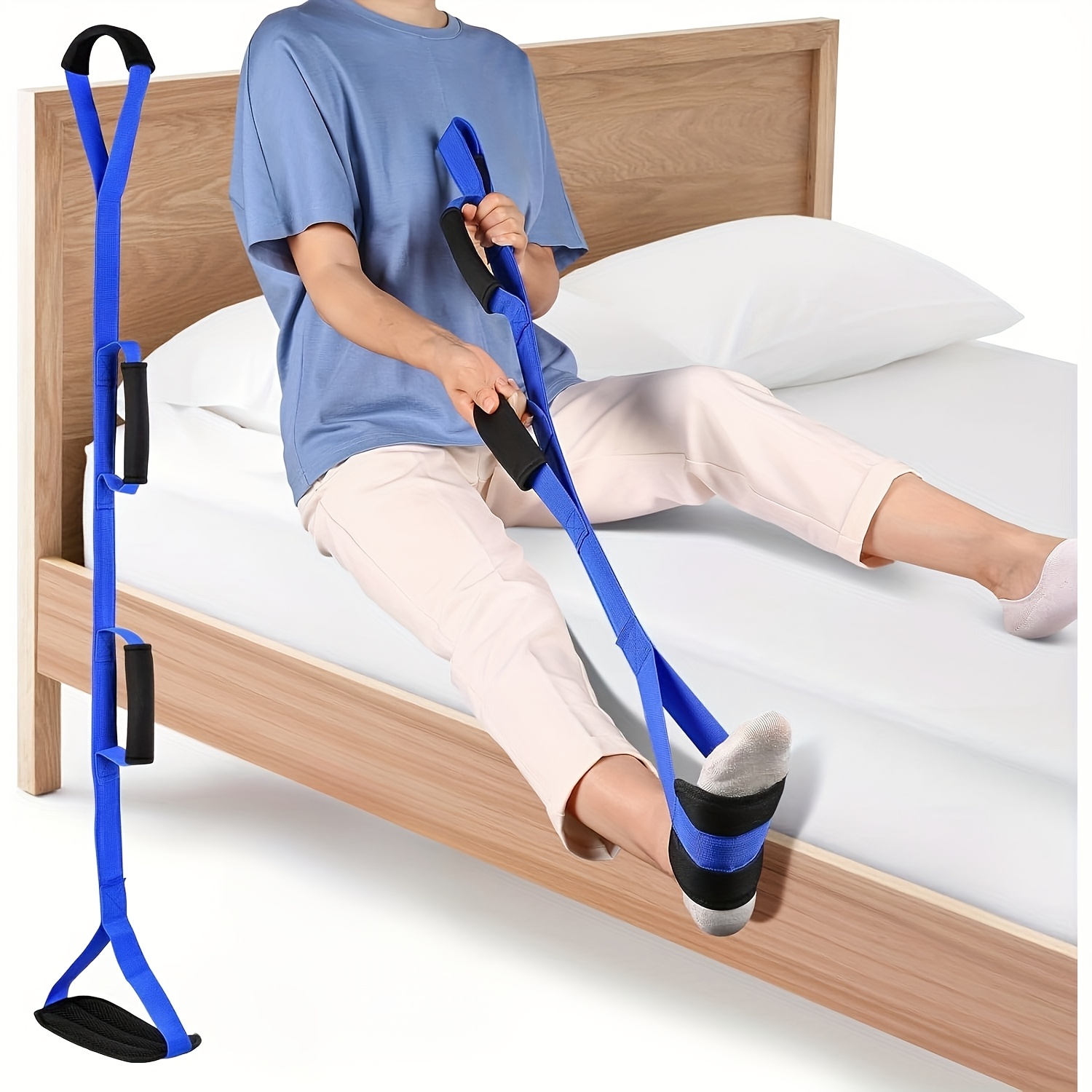 [Long Leg Lifter] 39inch Long Leg Lifter with Padded Handle and Foot Ring | Rigid Leg Lifter, Mobility Aid Foot Lifter | Easy Bed and Car Access
