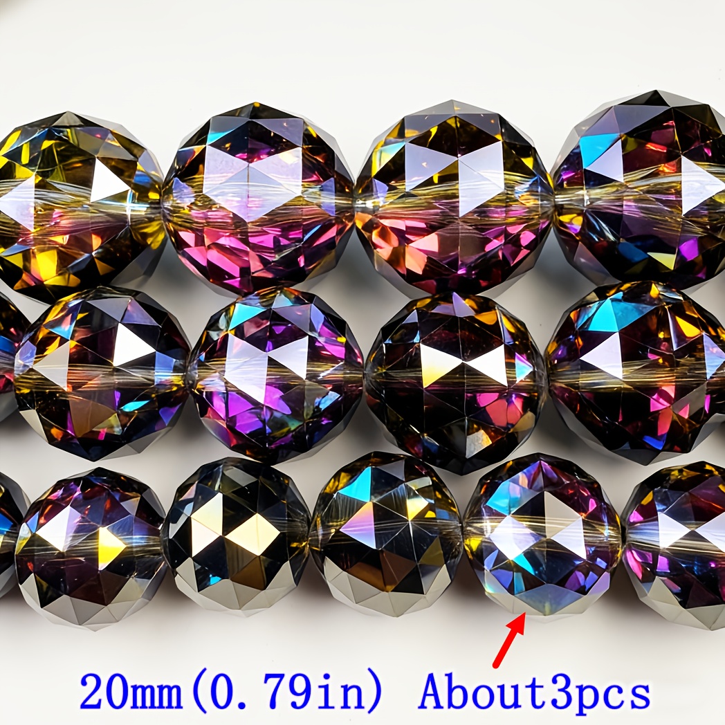 TEMU 30/25/20mm Luxe Roze-Zwarte Oostenrijkse Synthetische Synthetische Bloem Ball Kralen | 1/2/3 stuks Sprankelende Multi-Geslepen Geboorde Losse