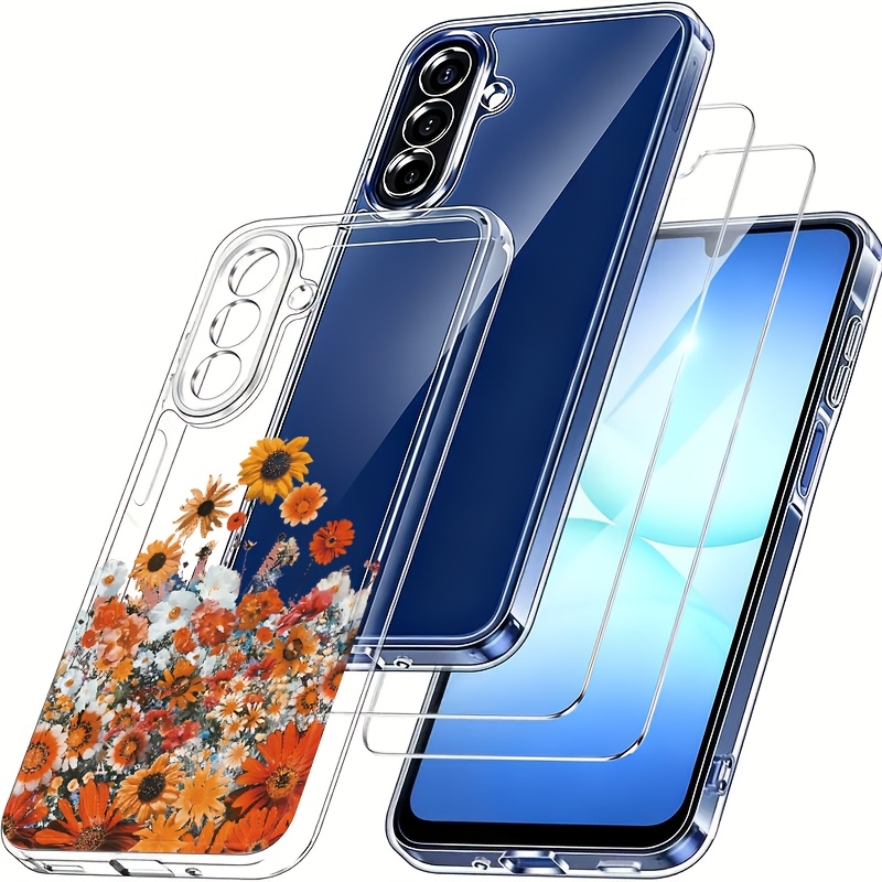 TEMU Full -in-1 Set [premium Case And 2pcs Films], Flowers In The Garden Niche Pattern Full Of Texture, Compatible With S24/s24plus/s24ultra,
