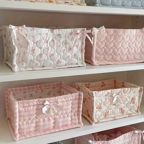 desktop storage basket cute square large capacity storage basket multifunctional desktop organizer box storage basket foldable for suitable for office bathroom kitchen bedroom organization