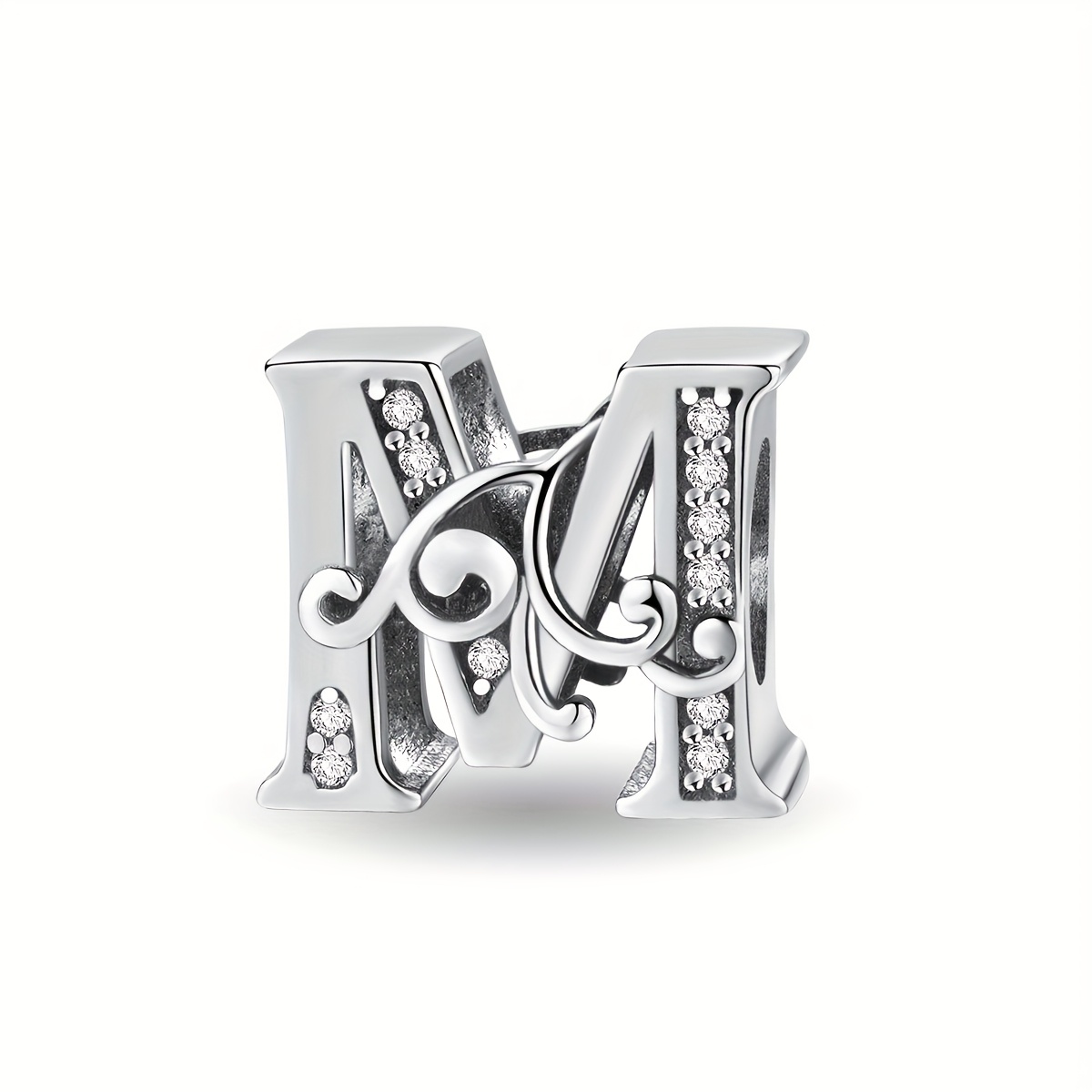1pc Silver Plated Retro Vine Letters Charm Bead Fit Original Bracelet Bangle, Making Birthday Gift For Women