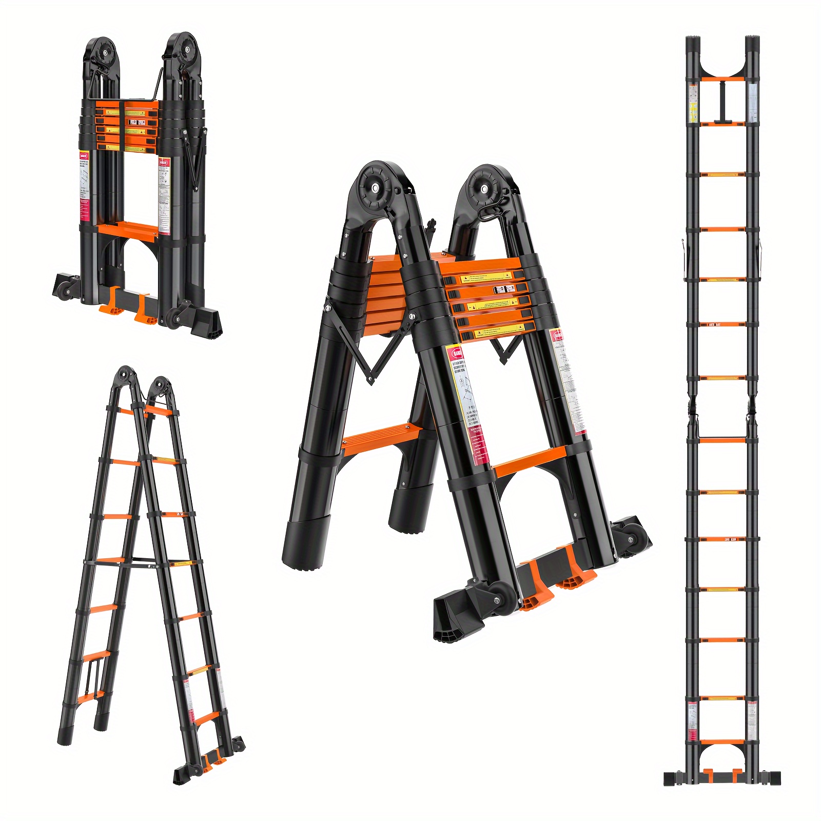 

Telescopic Ladder, Aluminum Lightweight Telescopic Ladder With Hooks And Stabilizers, 330-pound Load-bearing Foldable Ladder, Telescopic Ladder For Home, Outdoor, And Rv Use