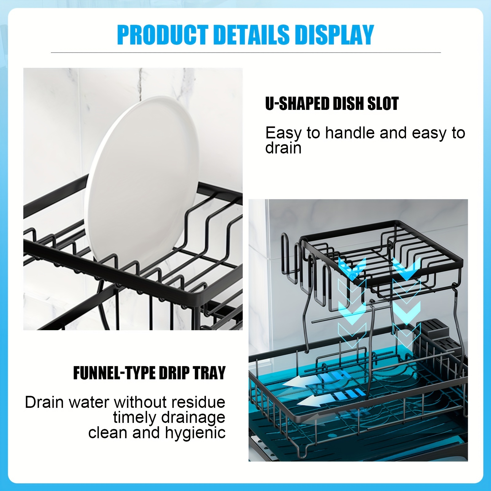 space saving 2 layer high capacity sink with bowl and dish holder above   with cutting board bowl and cup holder kitchen organizer durable Product details 8