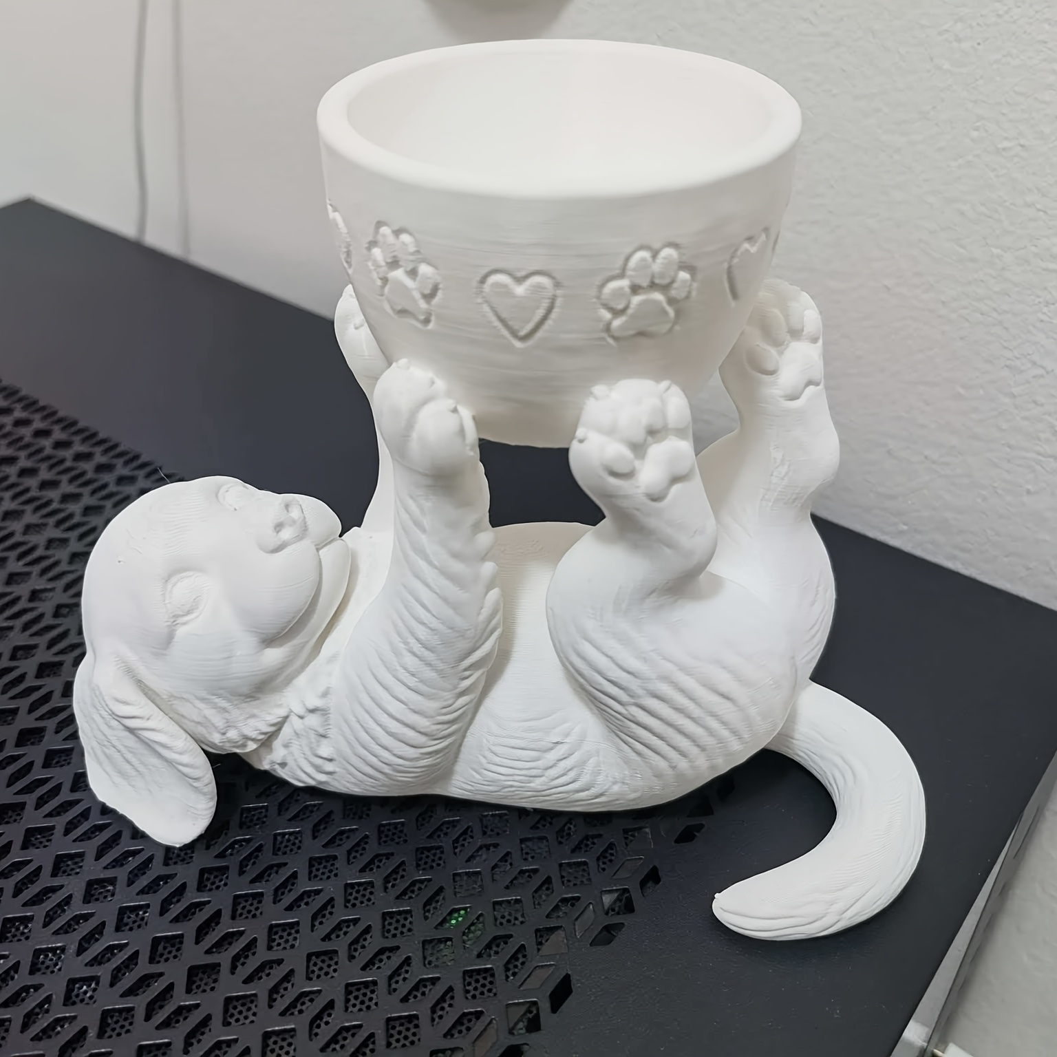TEMU 3d Printed Cute Puppy-shaped Flower Pot, With Heart And Paw Print Relief Decoration Succulent Planter, Fun And Home Desktop ; Planting Pot,