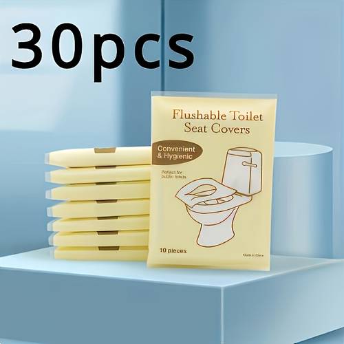 objektbild 3-pack = 30 st Nedrivningsbara Toaletträningsskydd för Vuxna - Engångs Toalettmattor, Hygieniska och Smidiga för Resor, Flygplats, Hotell, Teater, Café och Offentliga Toaletter | Individuellt Förpackade, Toaletträning Toalett