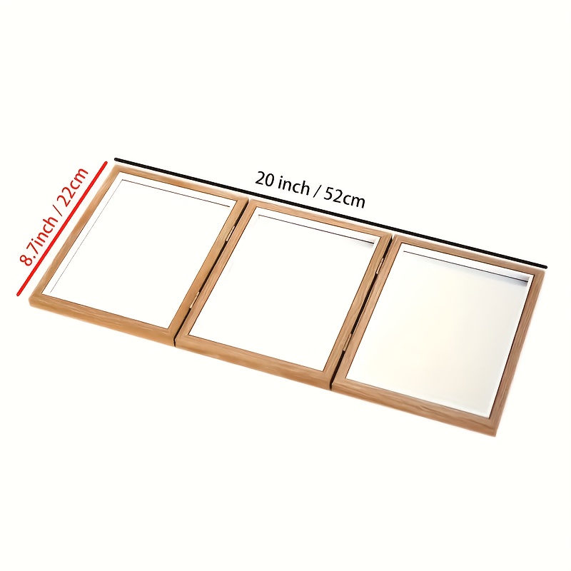Mirror Reggio Foldable Safety Acrylic Mirror Set Of 3, Wooden Triple Mirror For Light Table