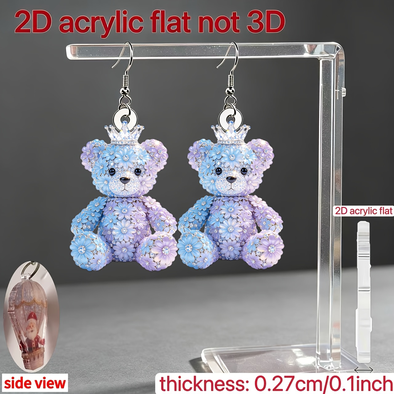 Women's Novelty Bear Pattern 2D Flat Acrylic Earrings