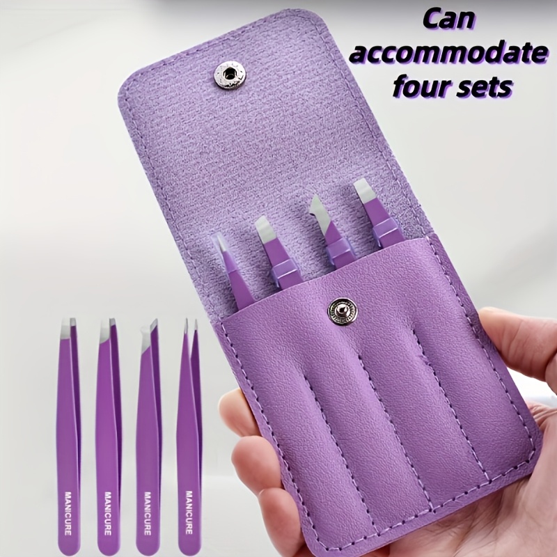purple precision eyebrow tweezers set professional stainless steel tweezers for facial hair removal ingrown hairs and  