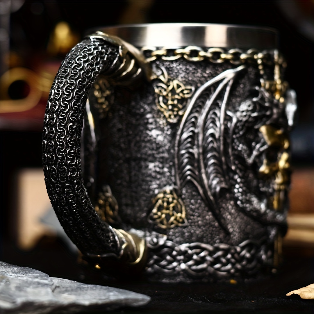 holiday ale   sword 3d beer mug stainless steel insulated coffee cup gothic skull design   halloween christmas gifts details 7