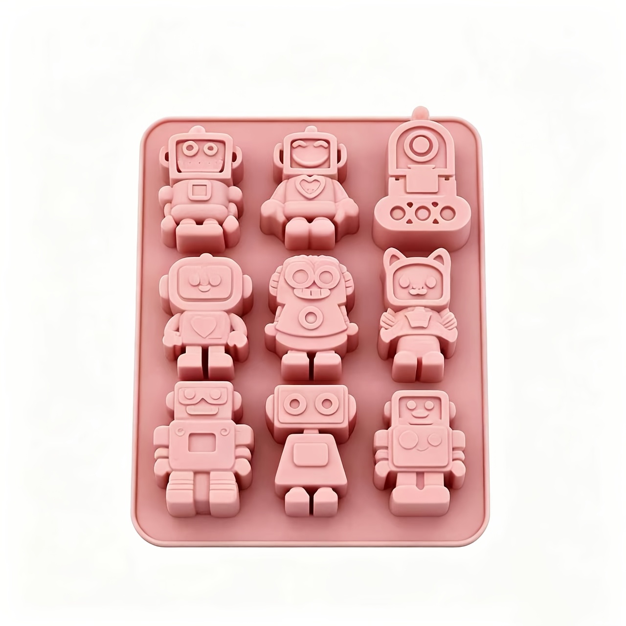 TEMU 9-cavity Cute Robot Silicone Mold, 3d Cartoon Shape Silicone Chocolate Mold, Food Grade Silicone Candy Mold For Chocolate, Gummy, Jelly, Ice