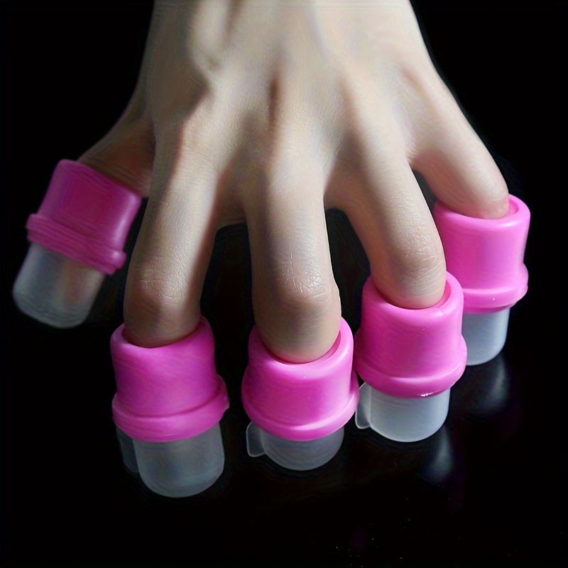 

5pcs Silicone Gel Nail Polish Remover Caps - -free, Easy Soak-off For Manicure & Pedicure Care