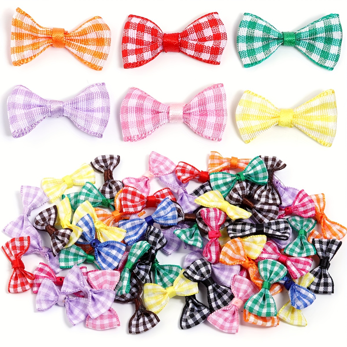 

30pcs Ribbon Plaid Hand Tie Bow Pendant Cute Bowknot Charms For Diy Hair Accessories Clothing Bow Tie Making Accessories