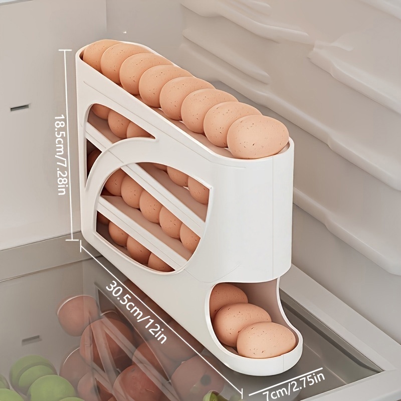 4-layer Rack - Space- Side Door Design, Can Hold 30 Eggs, Smooth Glossy Finish, Convenient Handle, Suitable For Kitchen And Refrigerator Storage | Modern Kitchen Accessories | Durable Plastic Material