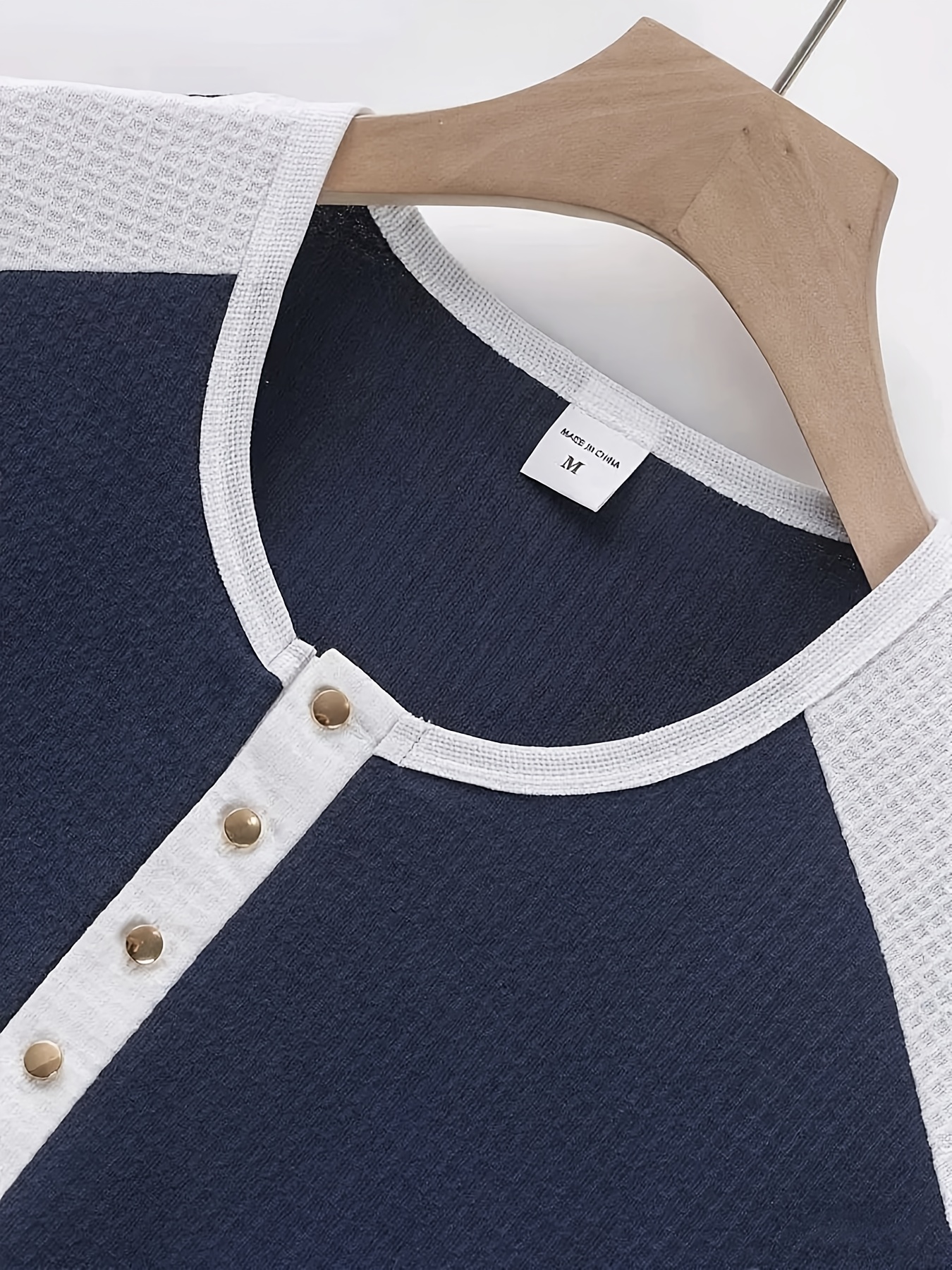 Heren Herfst Wafel Gebreide Lange Mouw Polo Trui | Modieus Kleurblok Design, Metalen Textuur Knopen, V-hals, Geschikt voor Fitness en Casual Kleding