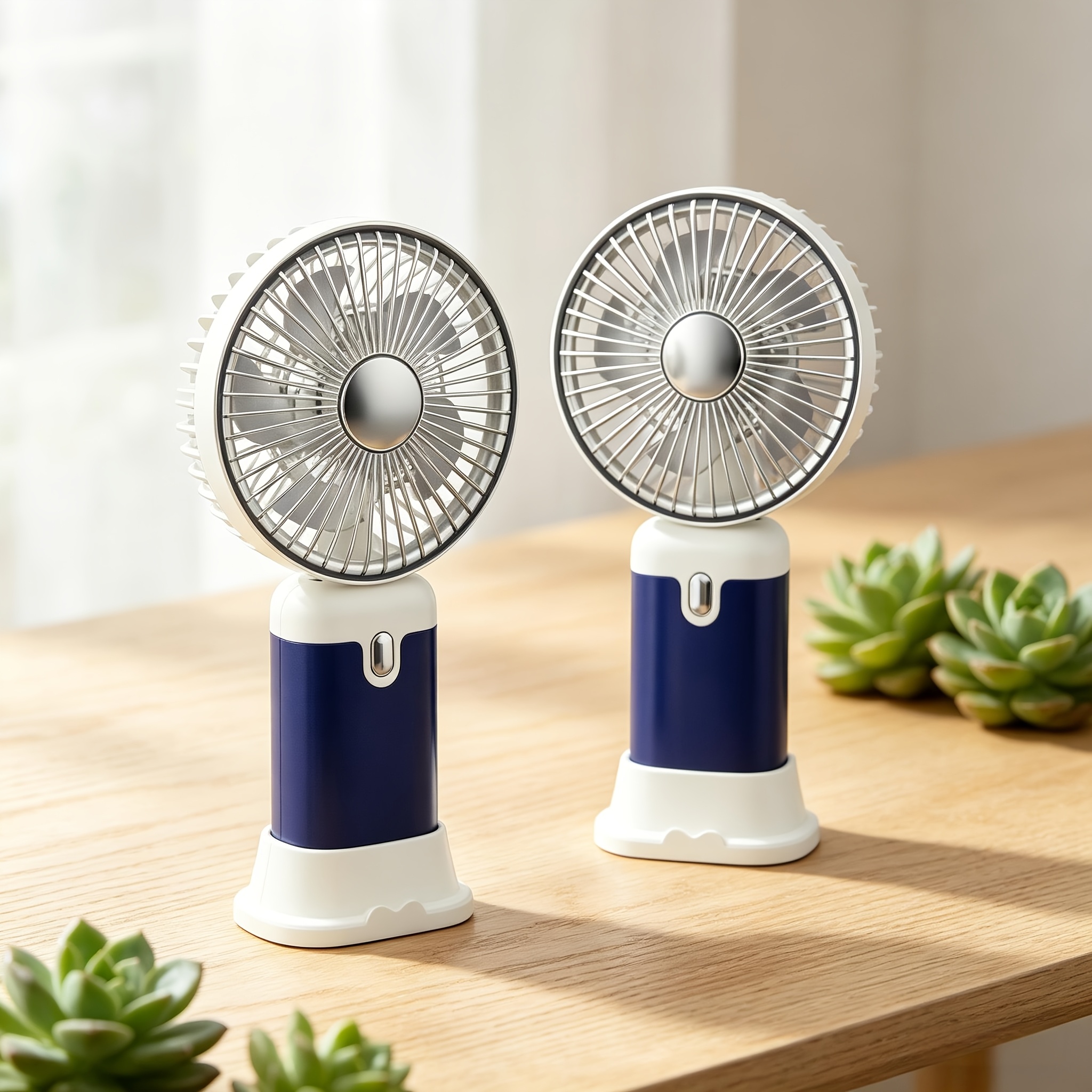 TEMU 1/2pcs, Portable Handheld Fan Rechargeable, Handheld Small Fan, 3-level Speed , Usb Charge, Button Control, Handheld & Standing Dual-model,