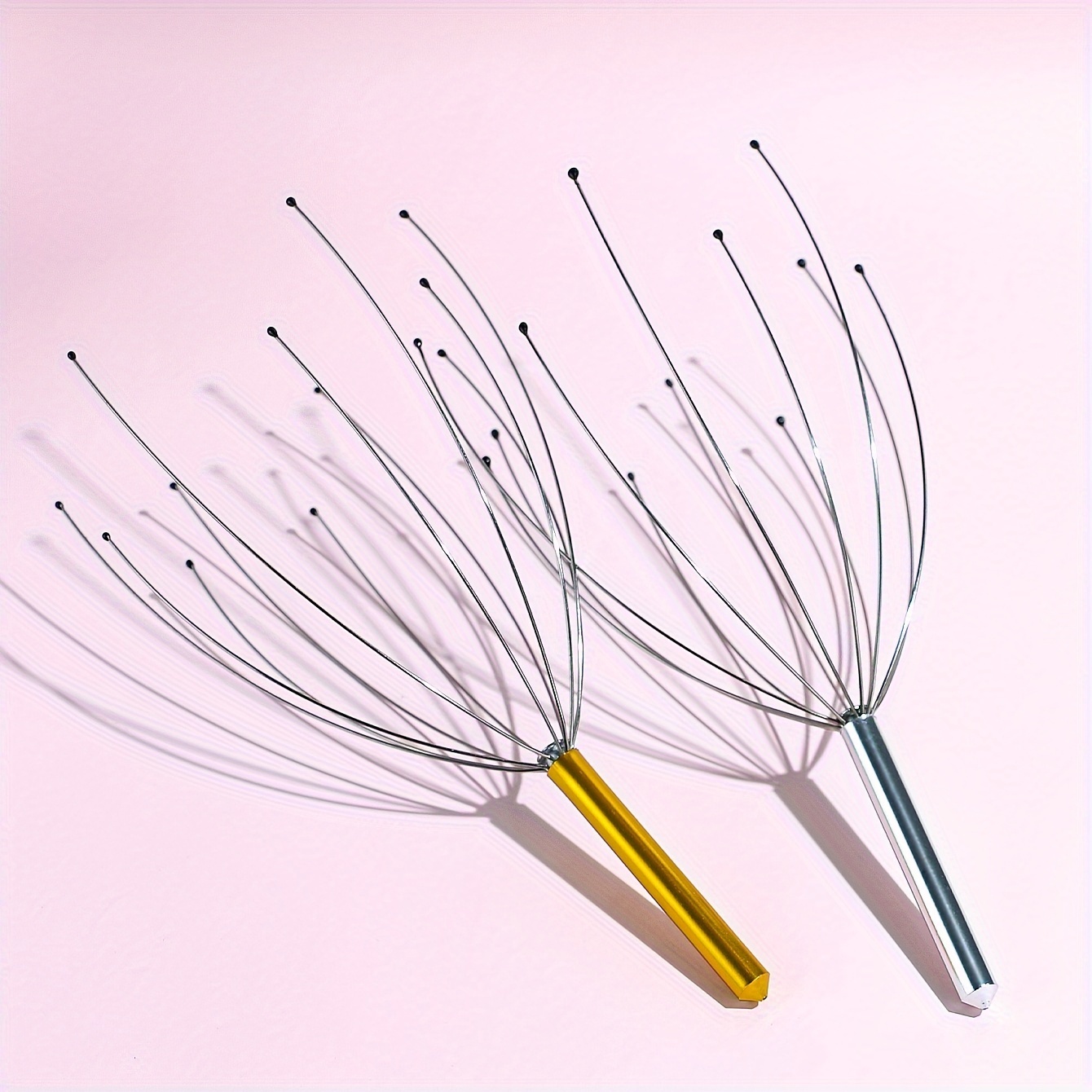 1pc Masajeador Manual de Cabeza de Pulpo de Acero Inoxidable para Extracción de Alma y Rascado del Cuero Cabelludo