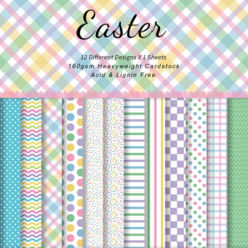 

12pcs Easter Patterned Paper Pastel Bunny Scrapbooking Paper, Pastel Patterned Paper, Collection Decorative Craft Paper, Single Sided Paper For Card Making Album Journaling Decorations