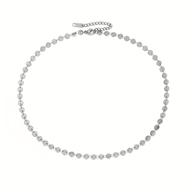 Women's Stylish Round Disc Chain Collarbone Necklace