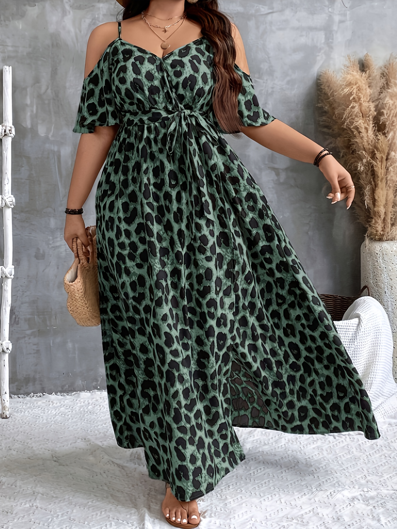 plus size womens leopard print elegant fitted midi dress - Temu United Arab  Emirates