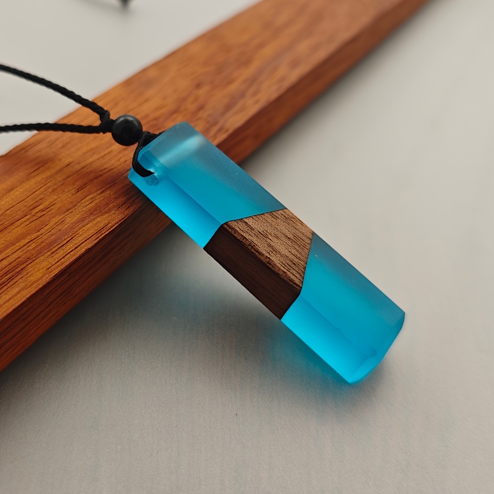 TEMU Elegant Fashion Wooden Resin Handmade Pendant Necklace