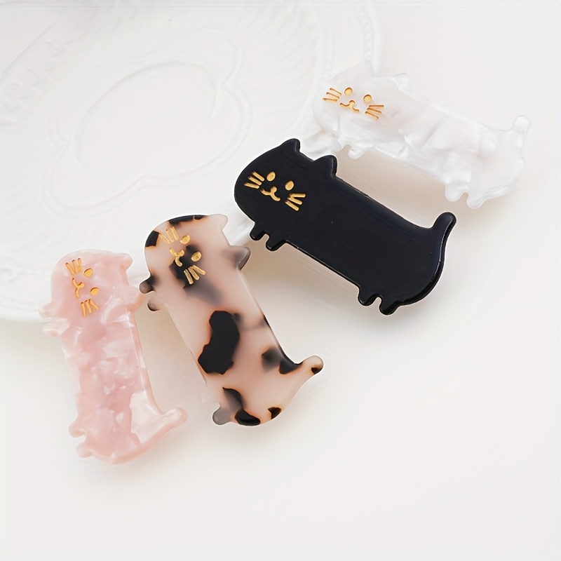 

[customer ] 4pcs Set Cute Cat Hair Clips For Women - Acrylic, Sparkly & Cartoon Designs, Mixed Colors - Bangs & Side Styling