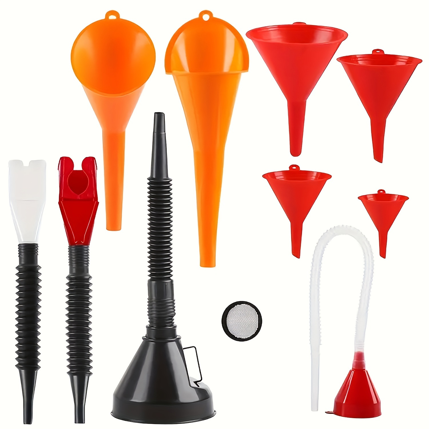 

10pcs Car Funnel Set, Plastic Long Funnel, Funnel, Flexible Right Angle Funnel, Wide Mouth Fuel Funnel, Plastic Funnel For Filling Coolant/gasoline/water/engine Oil