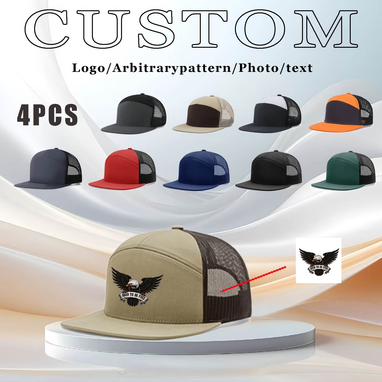 4 kapa s potiskom po , kapa z motivom "Trucker", baseball kapa, mrežasta kapa, potiskan logotip po , ustvari svojo kapo, primerna za praznike, ,