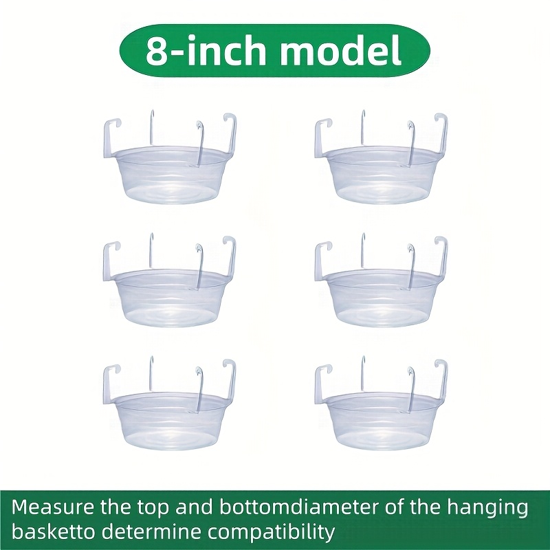 Image of 6pcs Hanging Planter Saucers, Transparent Plastic With Hook Trays, Basket-style Plant Drip Trays - Round Trays Suitable For Indoor And Outdoor Plant Cultivation
