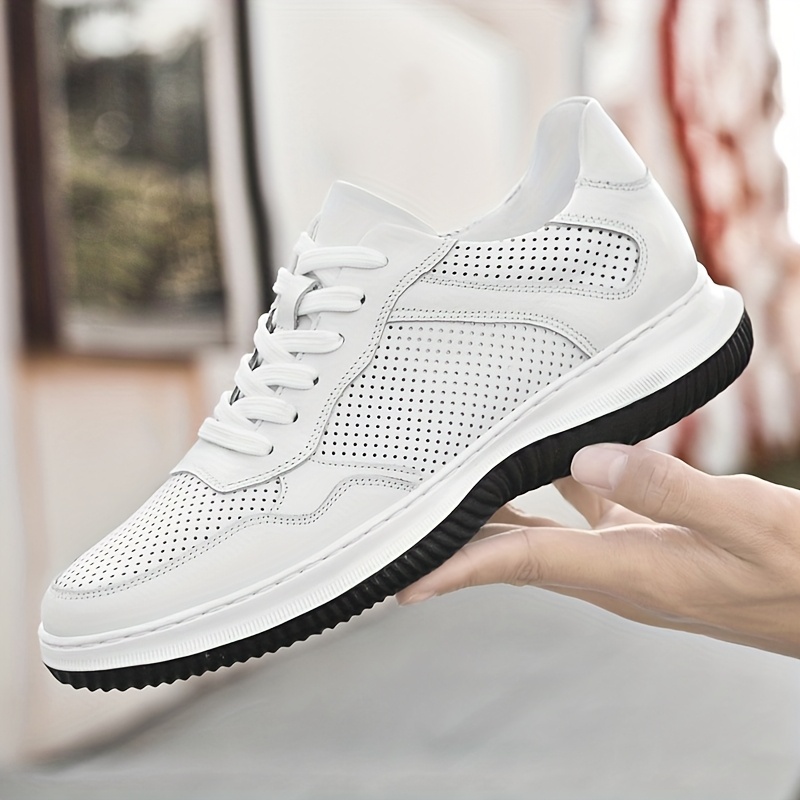 TEMU Men's Casual White Sneakers - Breathable Mesh Upper, Rubber Sole, Lace-, Shoes, Casual Footwear | Breathable Sneakers | Comfortable Footwear