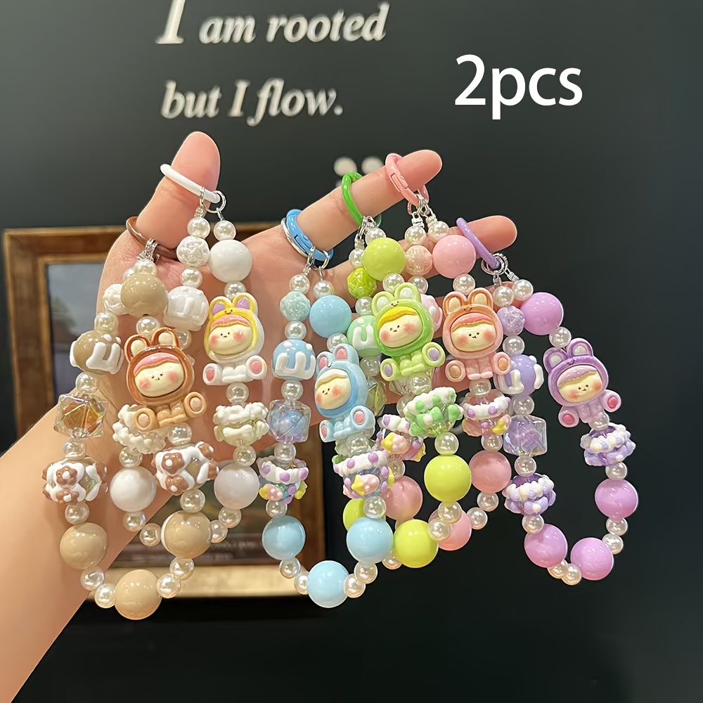 Image of 2pcs Of Hand-painted Bead Phone Straps From The Lilith Series, Hand-painted Bead Phone Charms, Ccd Anti-loss Camera Hanging Chain Decoration -- Phone Strap