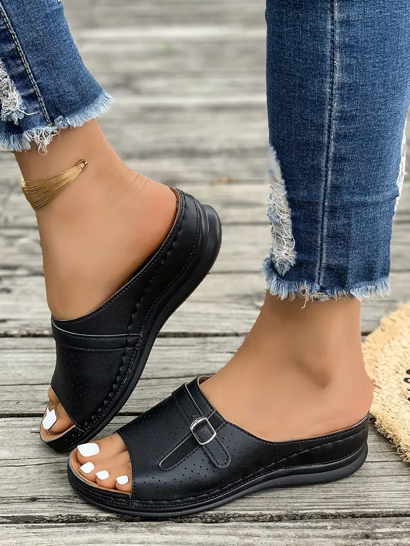 womens breathable wedge sandals fashionable slip on with open toe in white red more colors strappy heeled sandals details 16