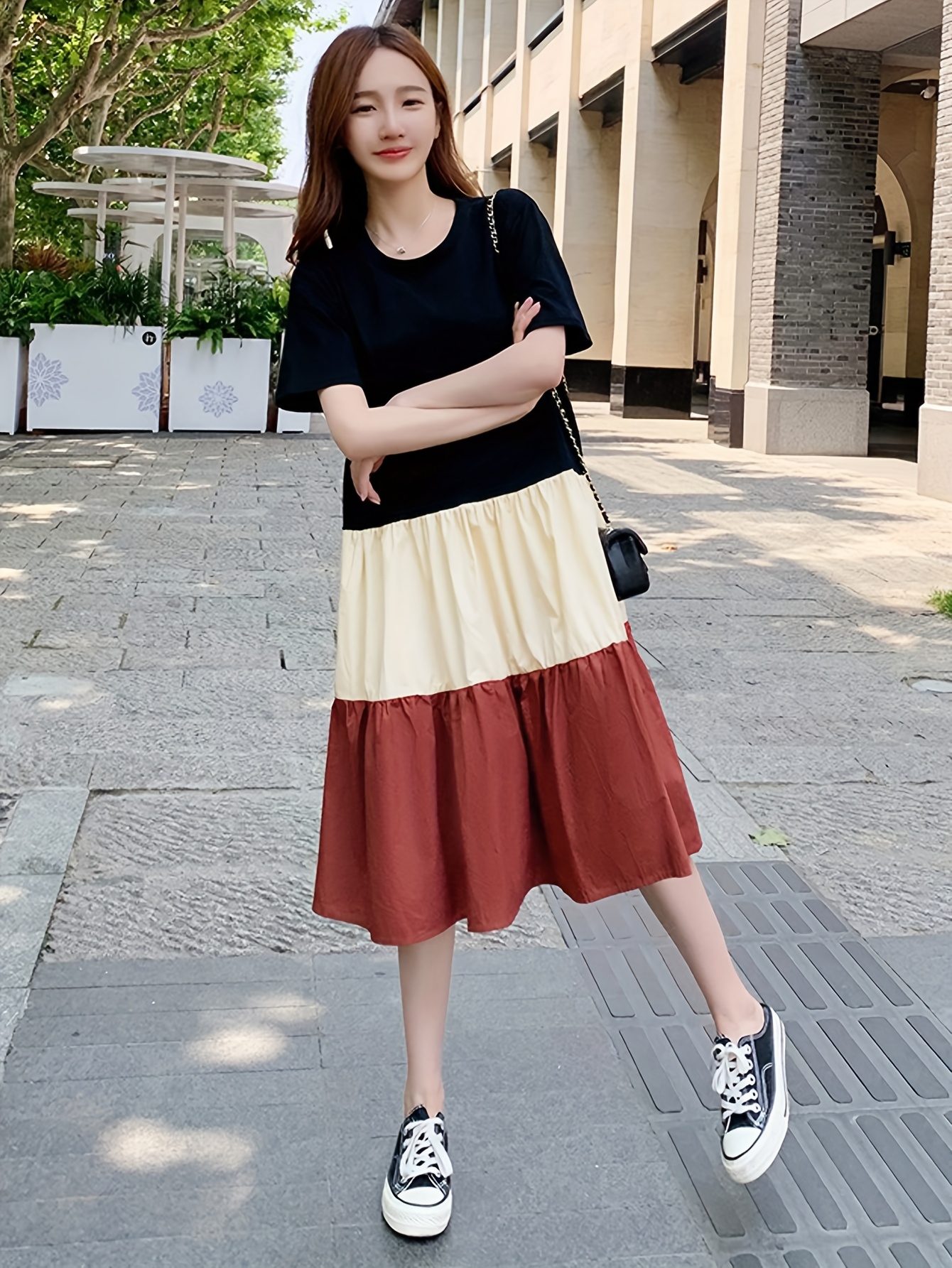 Lace And Oversized Tee Skirt Two In One T Shirt Dress A Korean Style Dress  Women