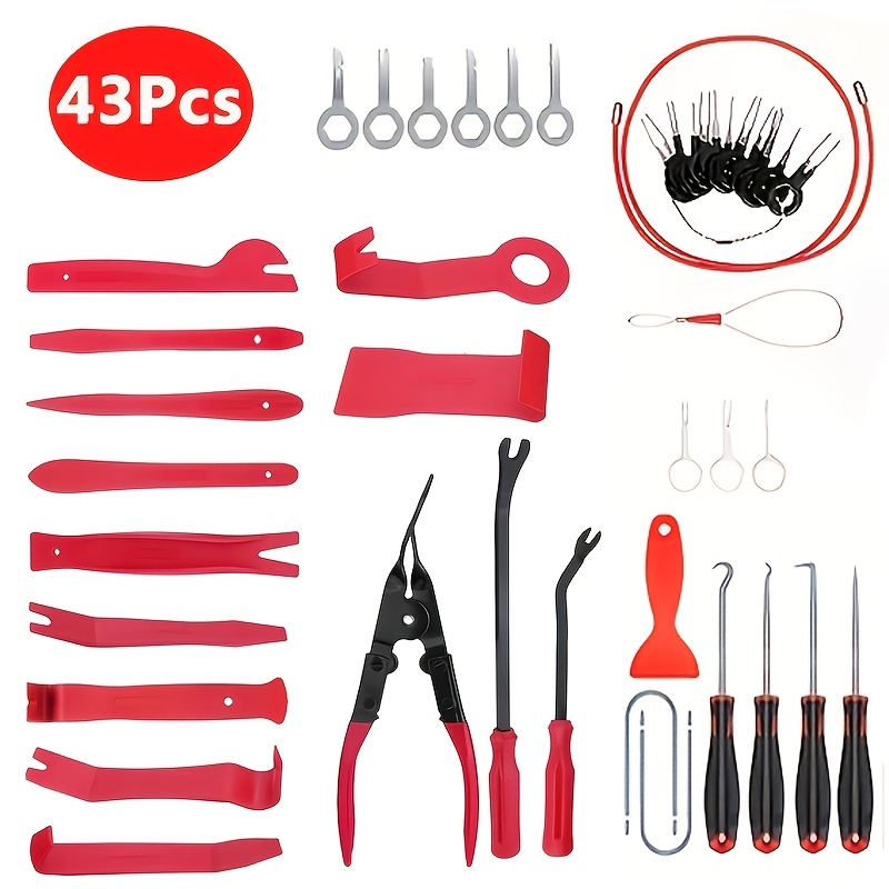 TEMU 43pcs Manual Automotive Tool Set, Universal Car Disassembly Tools, Plastic Wedge Car Disassembly Kit, Suitable For Removing Car Doors, Door Trim