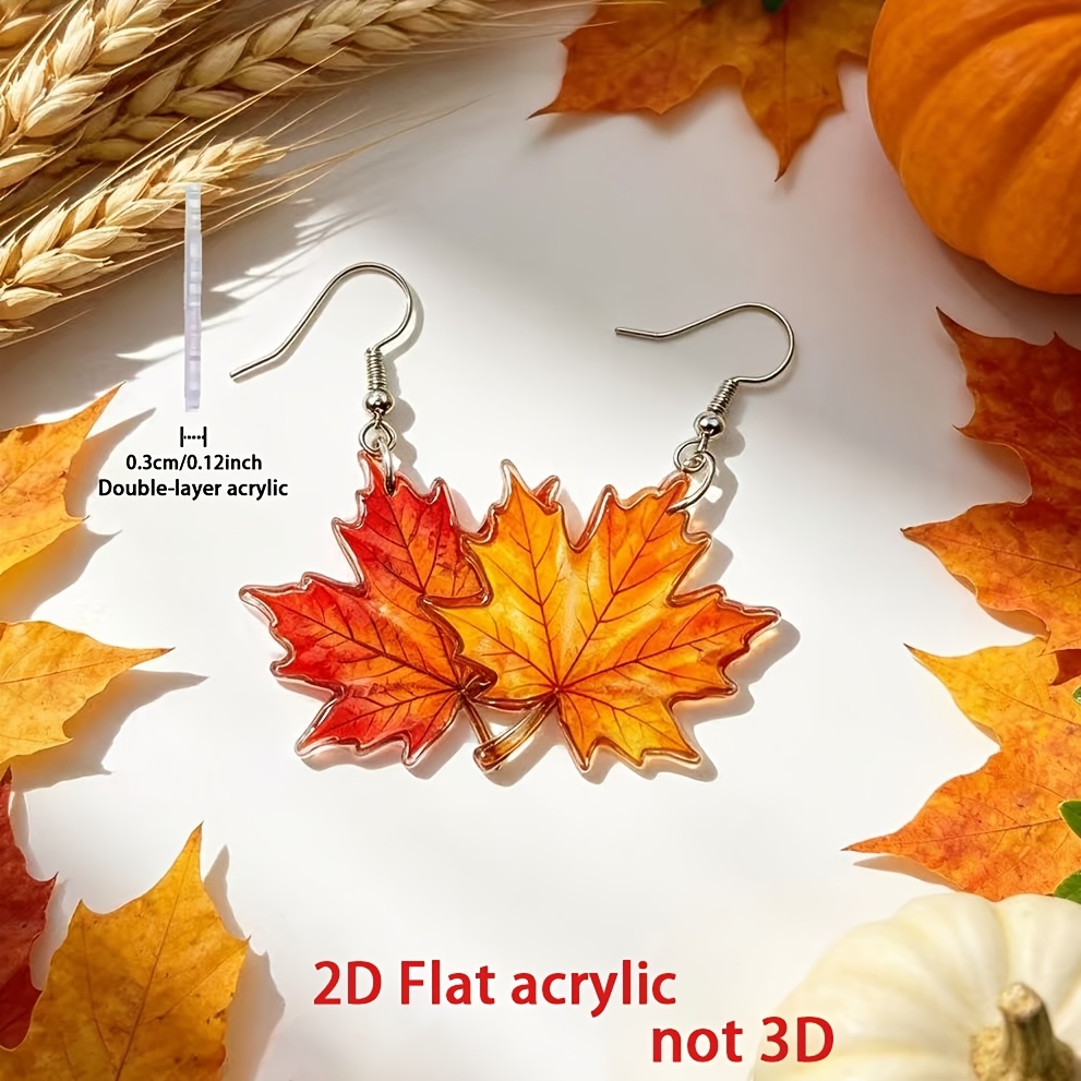 2pc Fall Maple Leaf Dangle Earrings Set