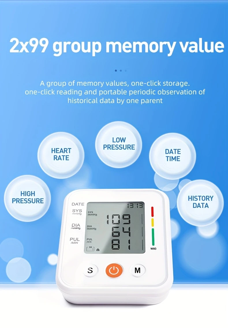 b01 arm type blood pressure meter fully meter display simple operation cuffs adjusted suitable for family high and low blood pressure arrhythmia test elderly health guards details 6