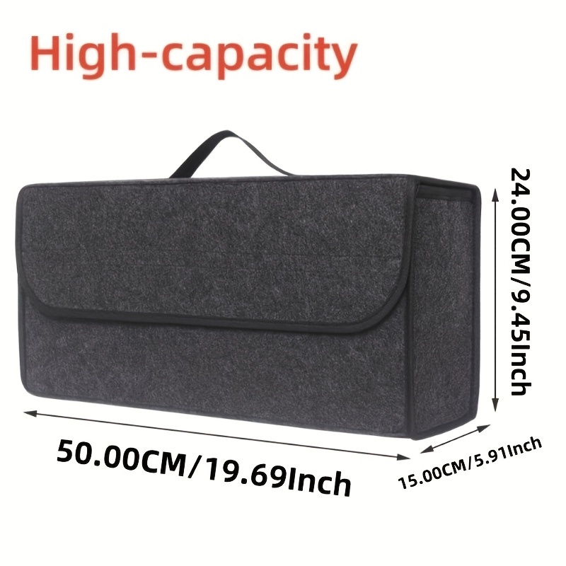 TEMU 1pc Folding Storage Bag Car Trunk Felt Folding Storage Bag With Ergonomic Handle - Durable Interior Additions For Suvs, Sedans And Trucks ,