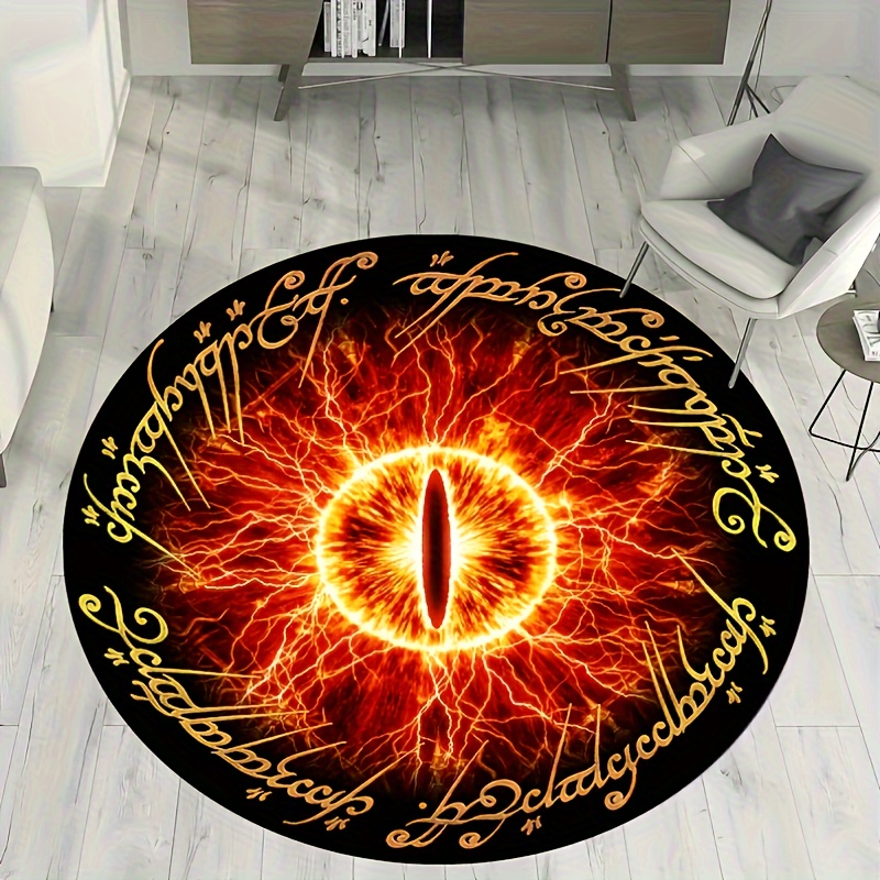 

Of The Rings Pattern Area Rug - Hand Washable, Lightweight Round Polyester Rug For Bedroom And Indoor Use, Non-slip, , 1cm Thickness - Machine Made Decorative Mat