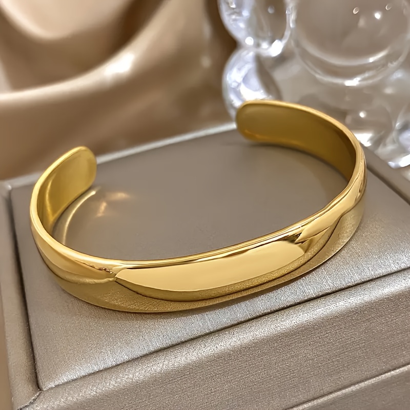 E-shop Vintage minimalistischer Edelstahl-Armreif – Verstellbarer offener Armreif mit poliertem Finish, stilvoller Damenschmuck, für Damen Herren