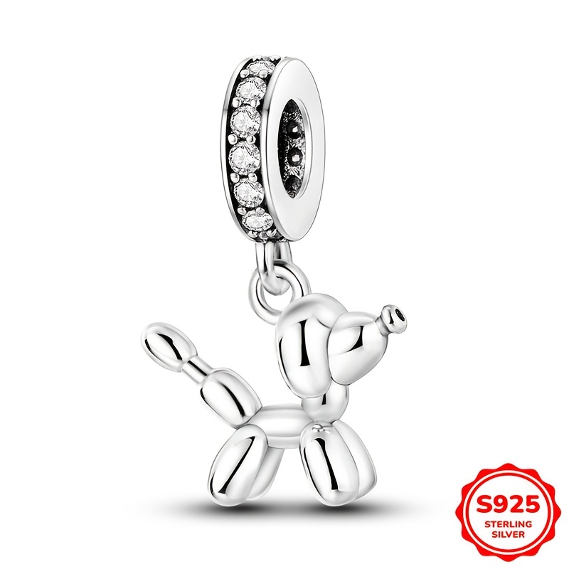 

Sterling Silver 925 Poodle Balloon Charm, 3g, Anti-allergy, Elegant , Birthstone, Synthetic Zirconia, For 3mm Bracelets, Women's High-end Jewelry Gift, Daily & Wedding Accessory