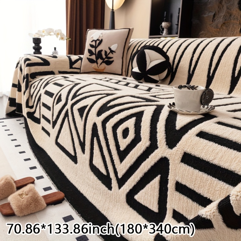 Mirror Yi Thick Plush Sofa Cover, Pet-Friendly Design